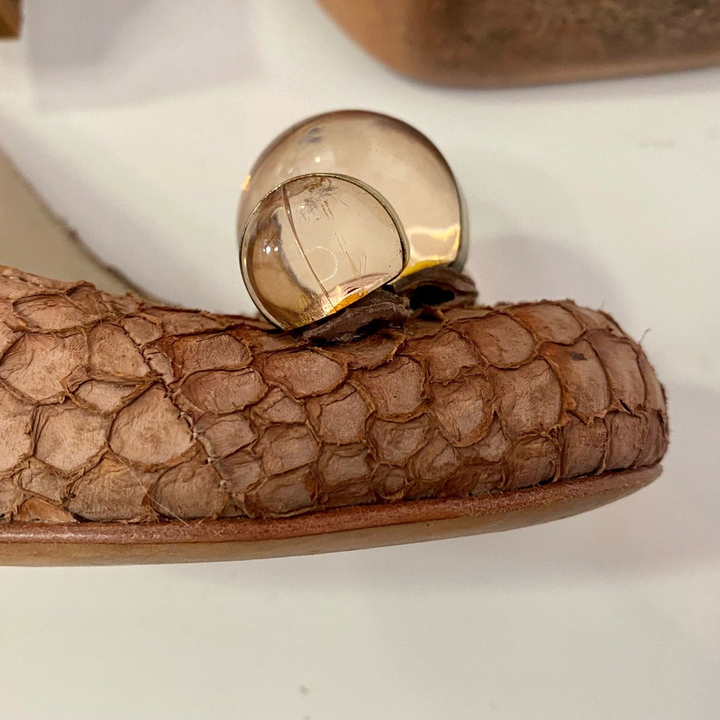Richard Tyler Vintage Riesling Brown Snake Skin Glam High Heel Shoes Womens 7.5