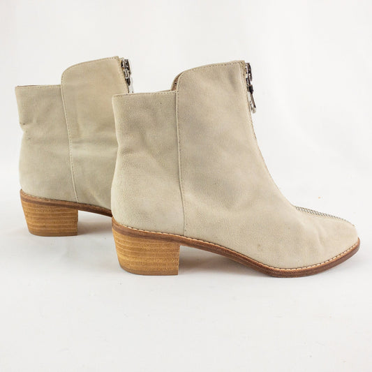 Anthropologie Matiko Mylvia Tan Suede Front Zip Ankle Boots Womens 6