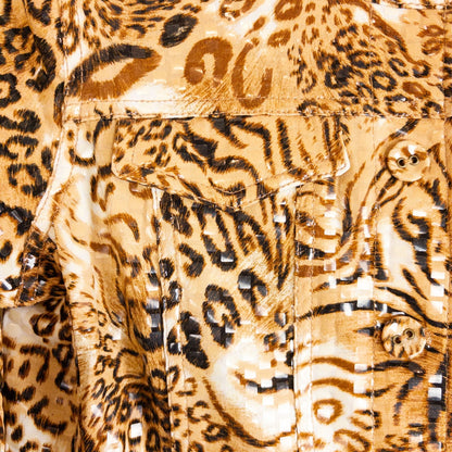 Ruby Rd brown cheetah print sequin button front jacket with four front pockets on clear hanger image 5