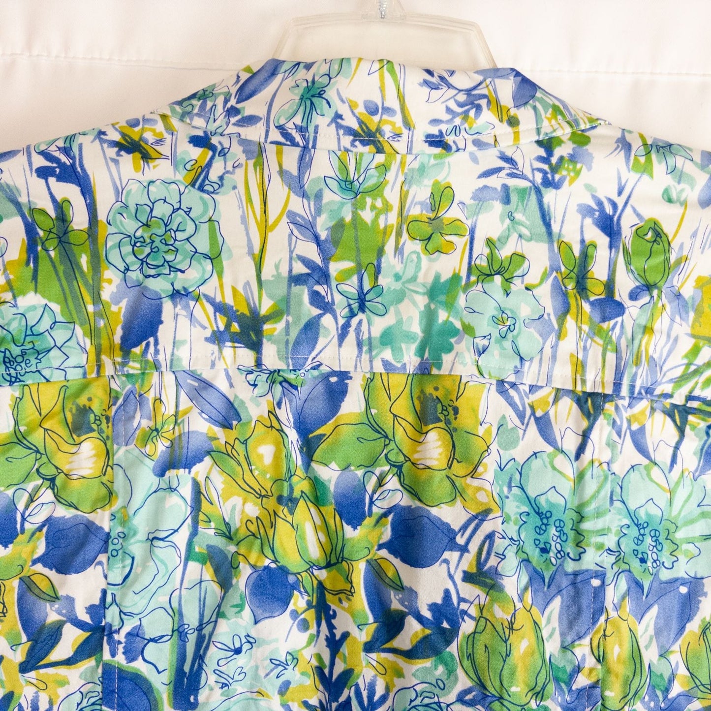 Coldwater Creek blue water lily floral print jacket women's large petite with button closure and front pockets image 9