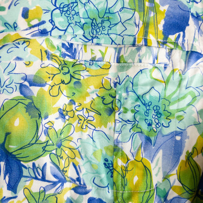Coldwater Creek blue water lily floral print jacket women's large petite with button closure and front pockets image 5