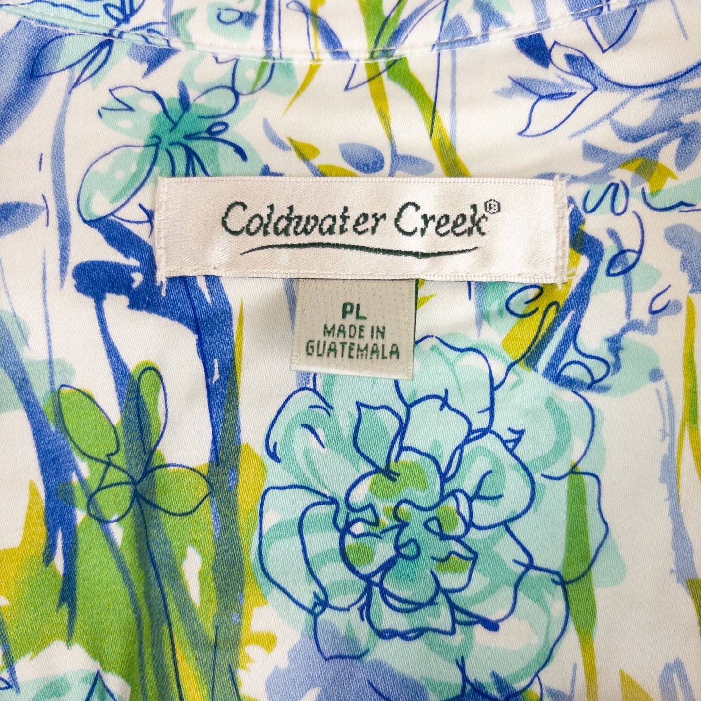 Coldwater Creek blue water lily floral print jacket women's large petite with button closure and front pockets image 10