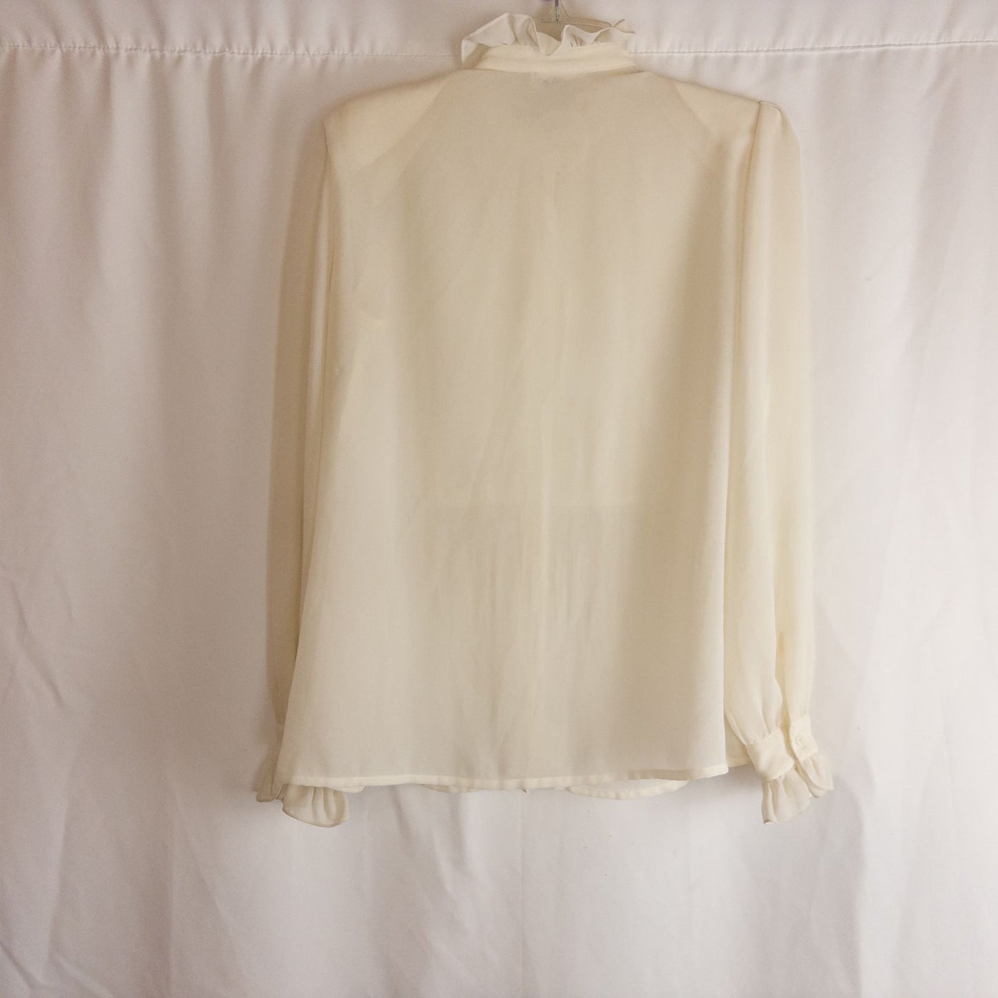 Vintage ivory ruffle blouse with long sleeves and button front image 10