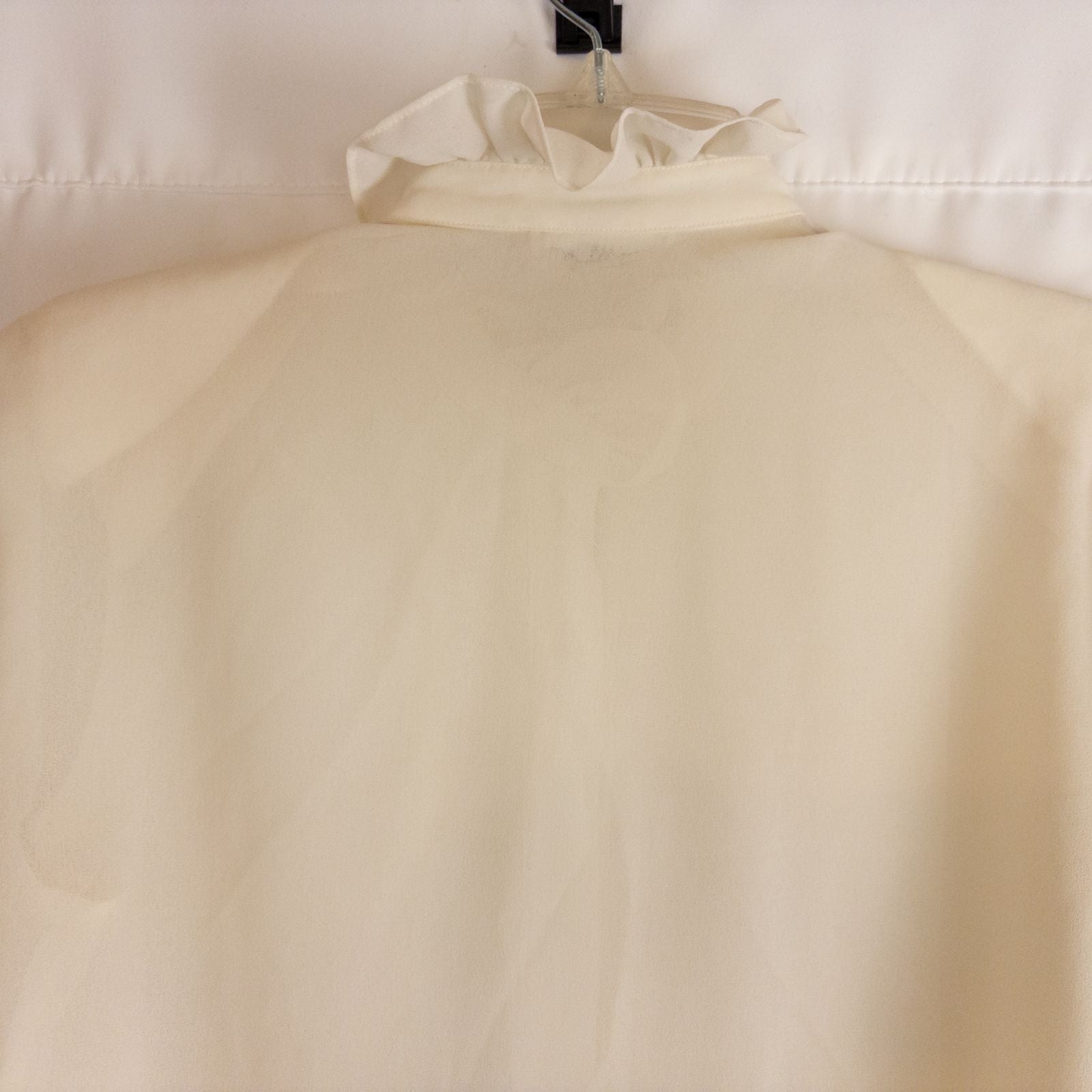 Vintage ivory ruffle blouse with long sleeves and button front image 11