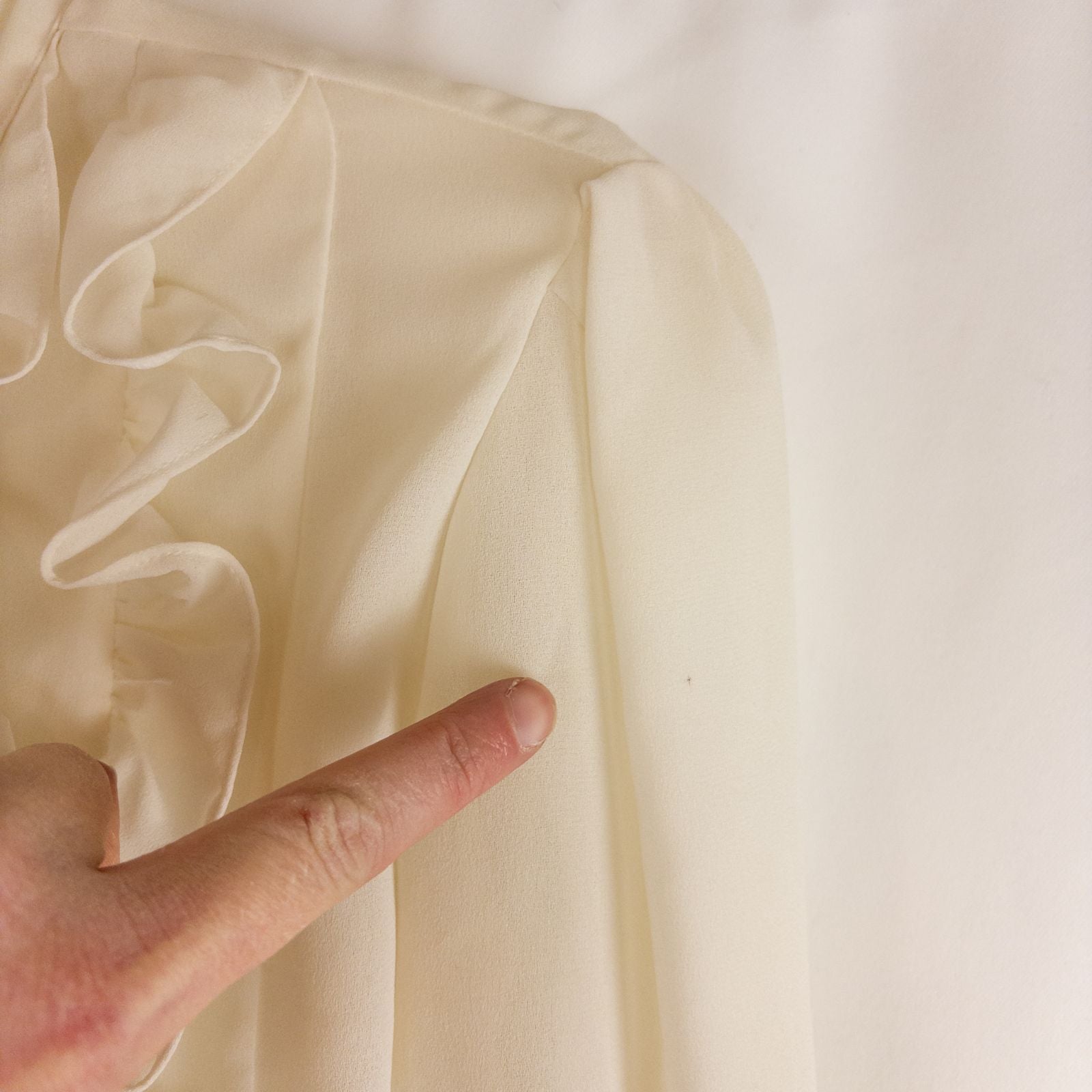 Vintage ivory ruffle blouse with long sleeves and button front image 8