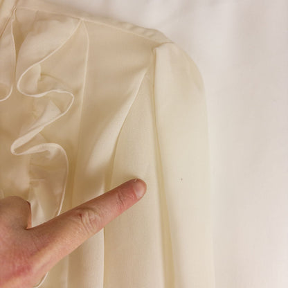 Vintage ivory ruffle blouse with long sleeves and button front image 8