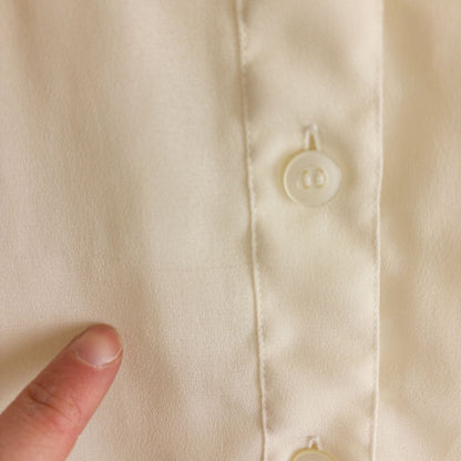 Vintage ivory ruffle blouse with long sleeves and button front image 6