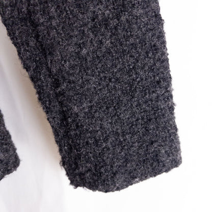 Gray Gap wool textured jacket with shawl collar and belt hung on white background image 5