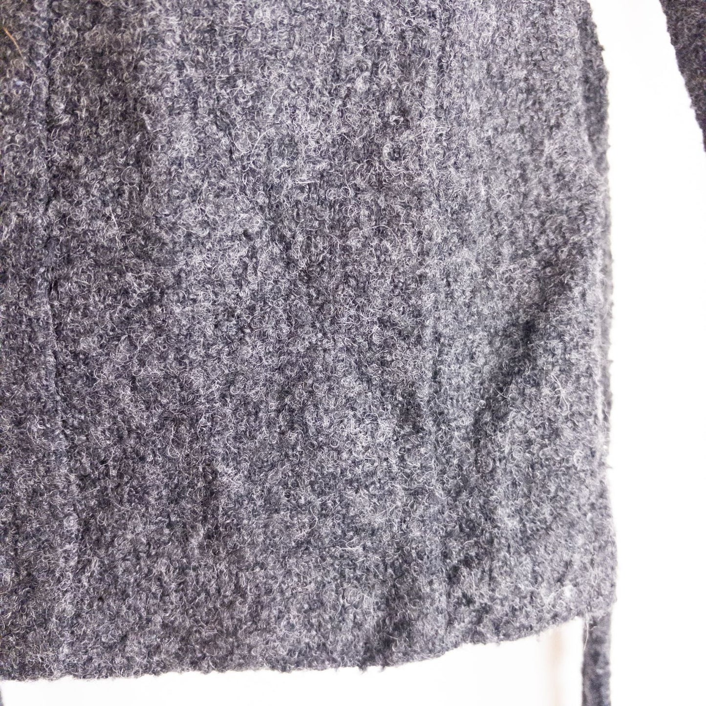 Gray Gap wool textured jacket with shawl collar and belt hung on white background image 4