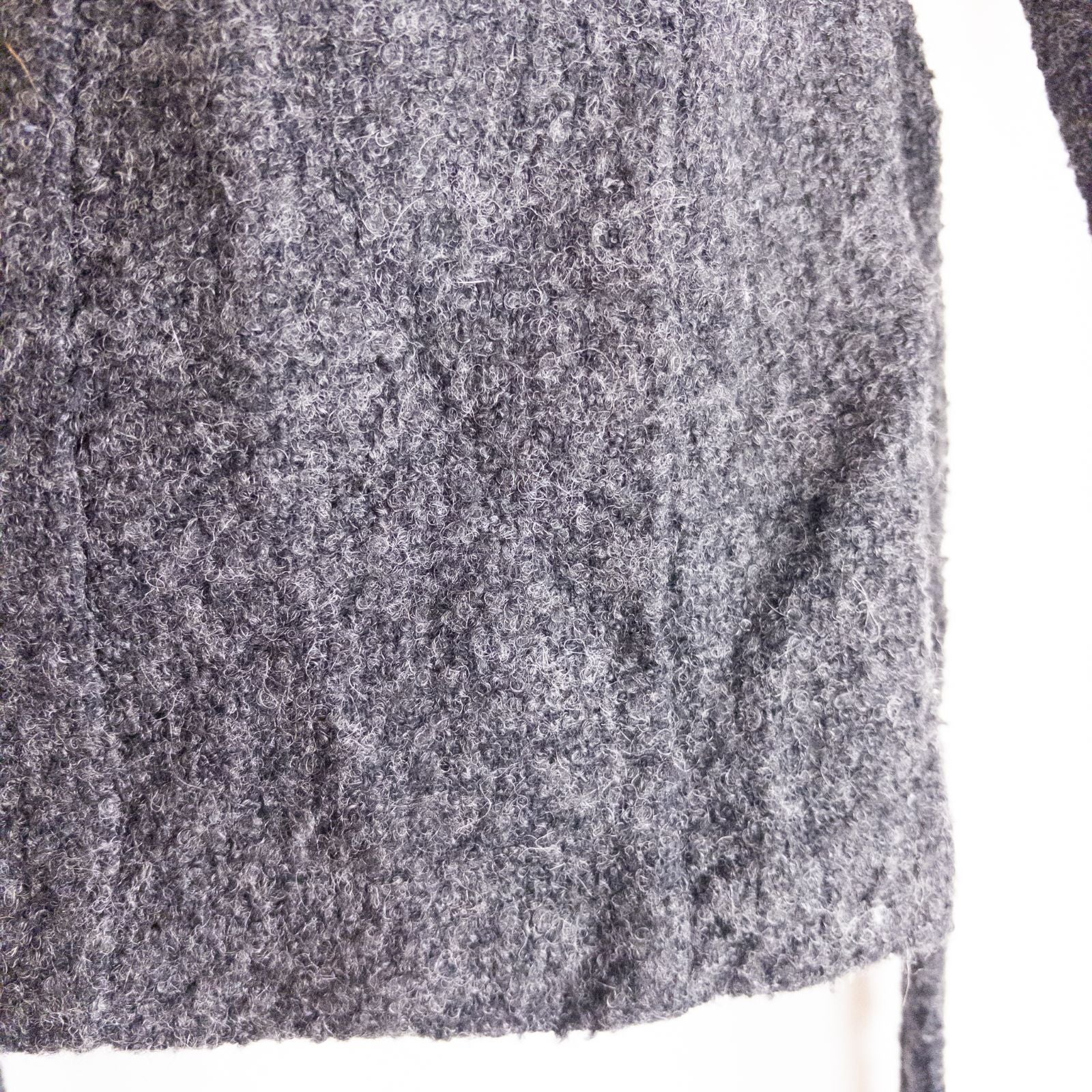 Gray Gap wool textured jacket with shawl collar and belt hung on white background image 4