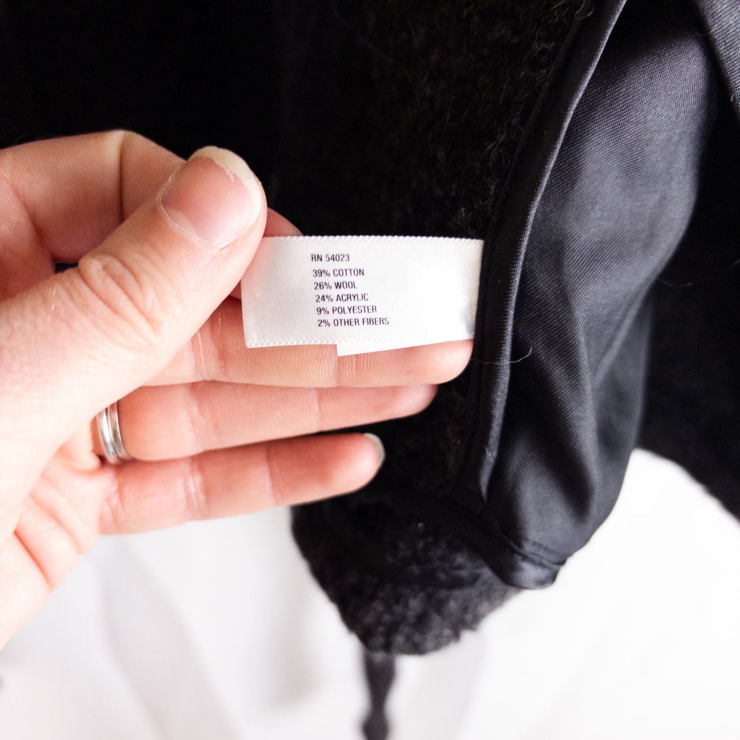 Gray Gap wool textured jacket with shawl collar and belt hung on white background image 10