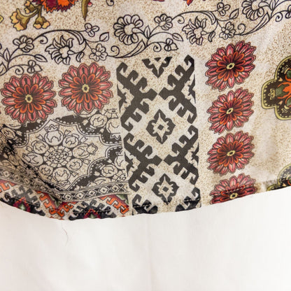 Vintage womens multicolor floral patchwork print blouse with button front and long sleeves image 6