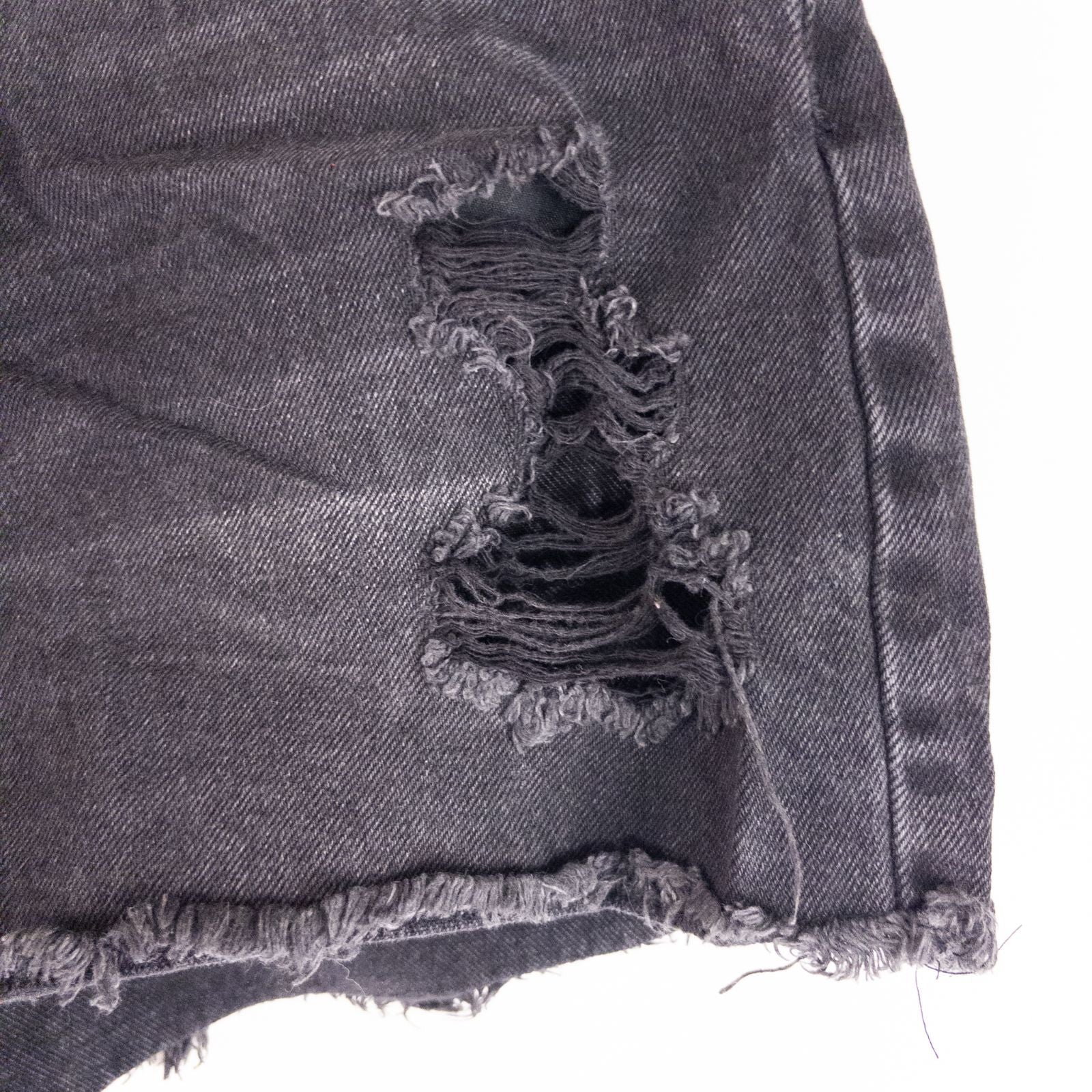 Wild Fable black distressed ripped jean shorts womens size 6 with frayed hem front and back views image 5
