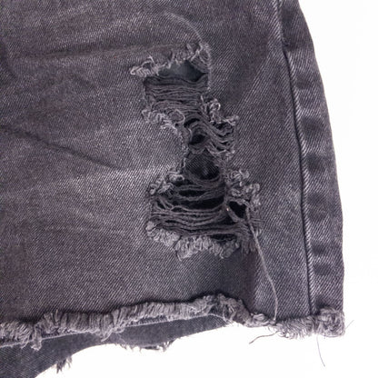 Wild Fable black distressed ripped jean shorts womens size 6 with frayed hem front and back views image 5