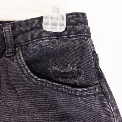 Wild Fable black distressed ripped jean shorts womens size 6 with frayed hem front and back views image 3