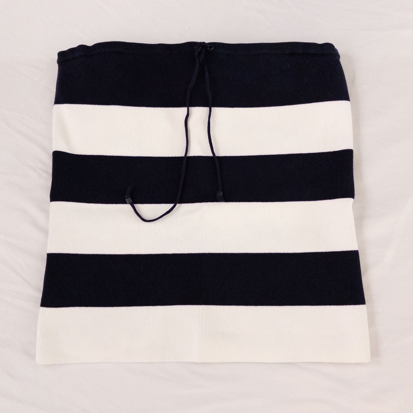 Dana Buchman vintage striped blue and white convertible tank top with drawstring and buttoned straps on clear hanger image 2