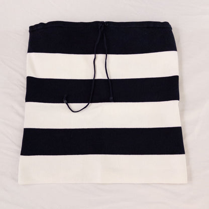 Dana Buchman vintage striped blue and white convertible tank top with drawstring and buttoned straps on clear hanger image 2