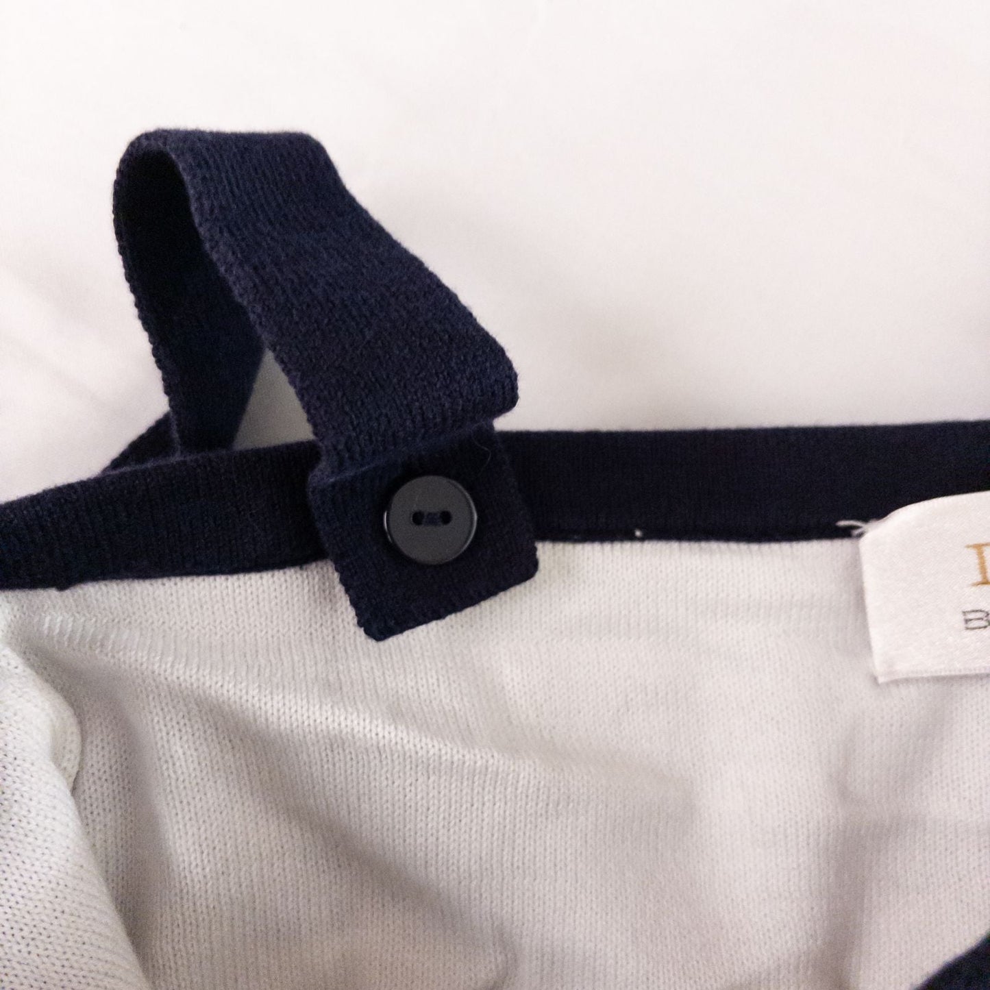 Dana Buchman vintage striped blue and white convertible tank top with drawstring and buttoned straps on clear hanger image 8