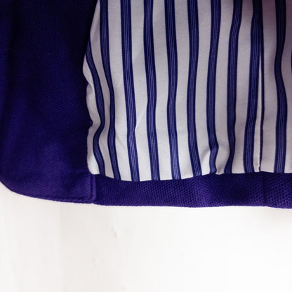 Chicos women's dark purple blazer with striped lining hanging on hanger image 7