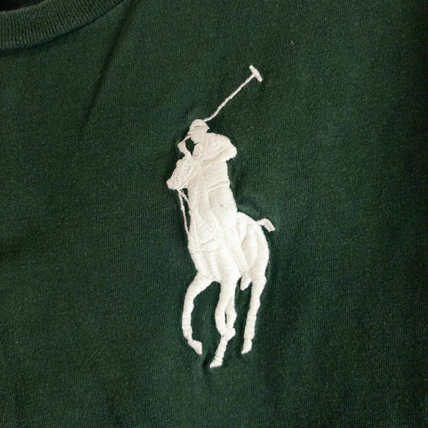 Polo by Ralph Lauren green and white rugby style t-shirt with embroidered polo player logo image 3