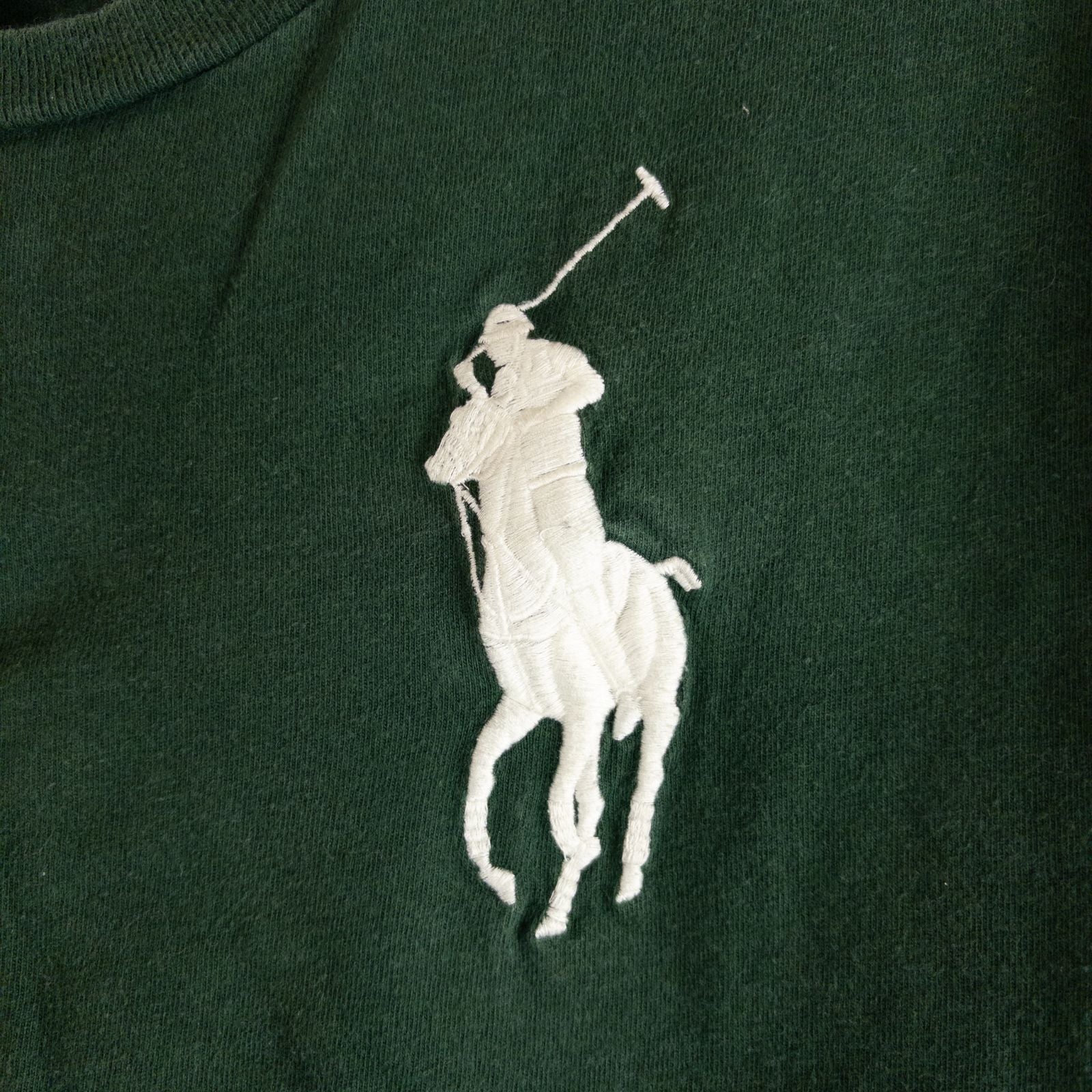 Polo by Ralph Lauren green and white rugby style t-shirt with embroidered polo player logo image 3