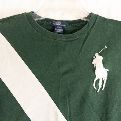 Polo by Ralph Lauren green and white rugby style t-shirt with embroidered polo player logo image 2