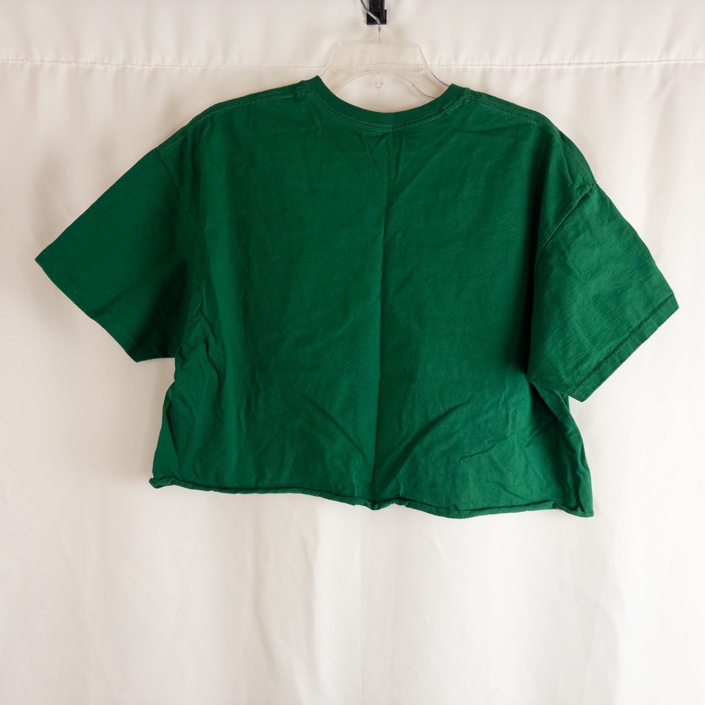 Green Fruit of the Loom vintage cropped t shirt with New York USA graphic and raw hem image 6