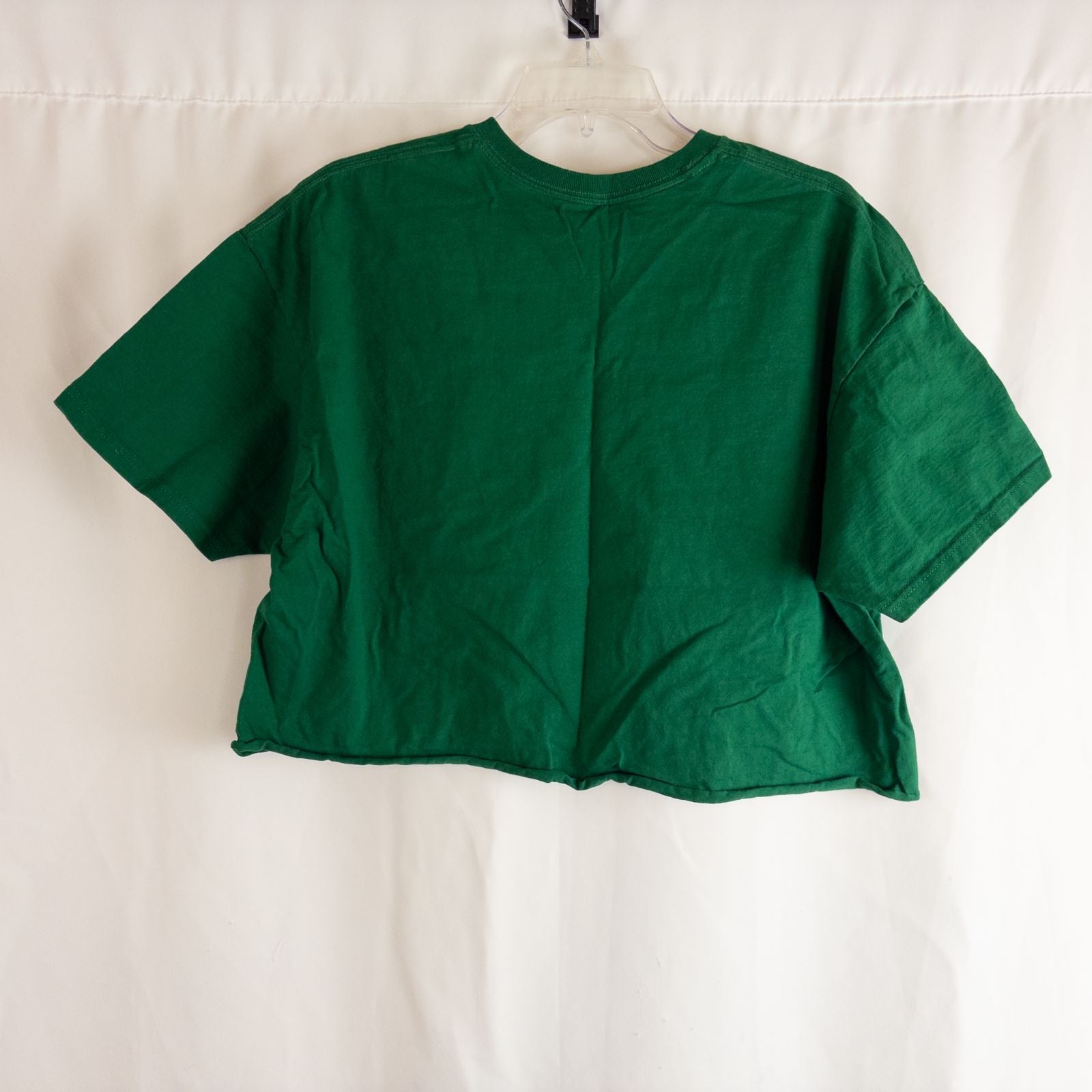 Green Fruit of the Loom vintage cropped t shirt with New York USA graphic and raw hem image 6