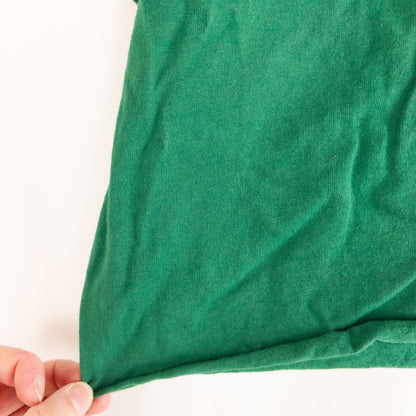 Green Fruit of the Loom vintage cropped t shirt with New York USA graphic and raw hem image 4