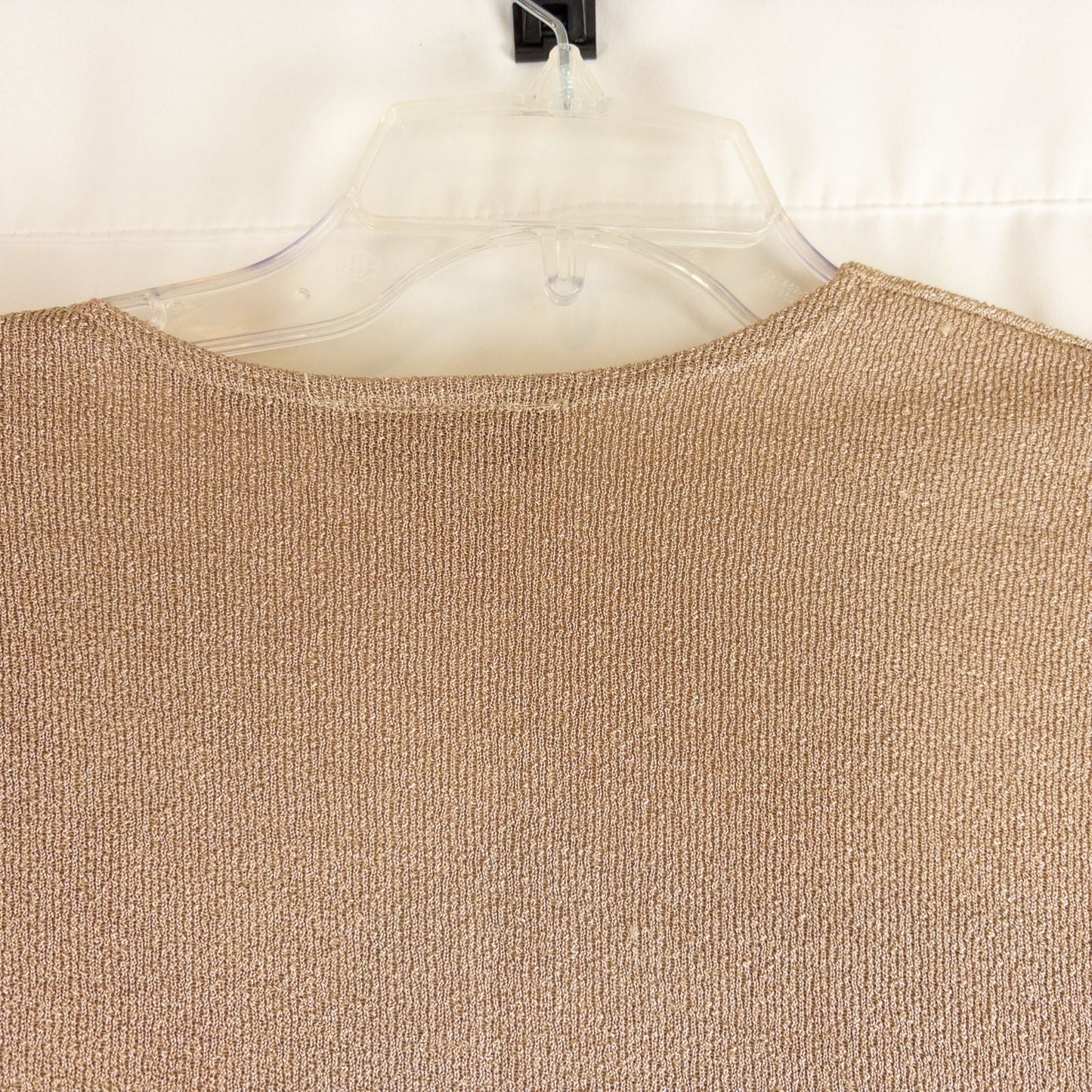 Maria Gabrielle vintage gold cardigan top with shell buttons on hanger image 8