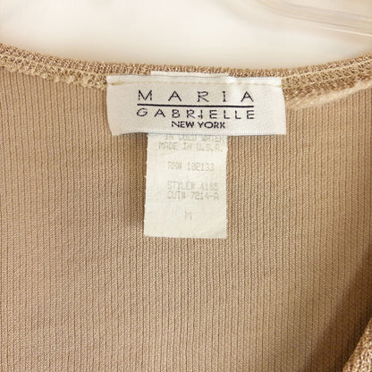 Maria Gabrielle vintage gold cardigan top with shell buttons on hanger image 11