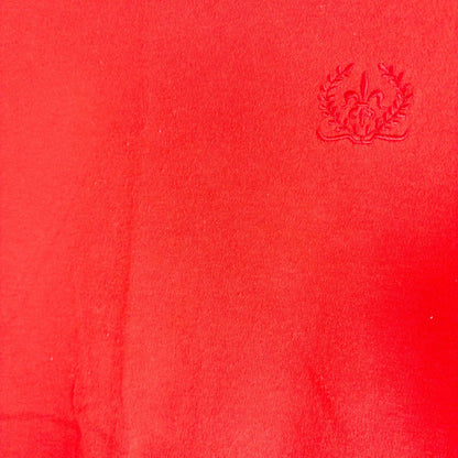 Baxter & Wells vintage red short sleeve t shirt with embroidered logo on chest hanging on clear hanger image 3