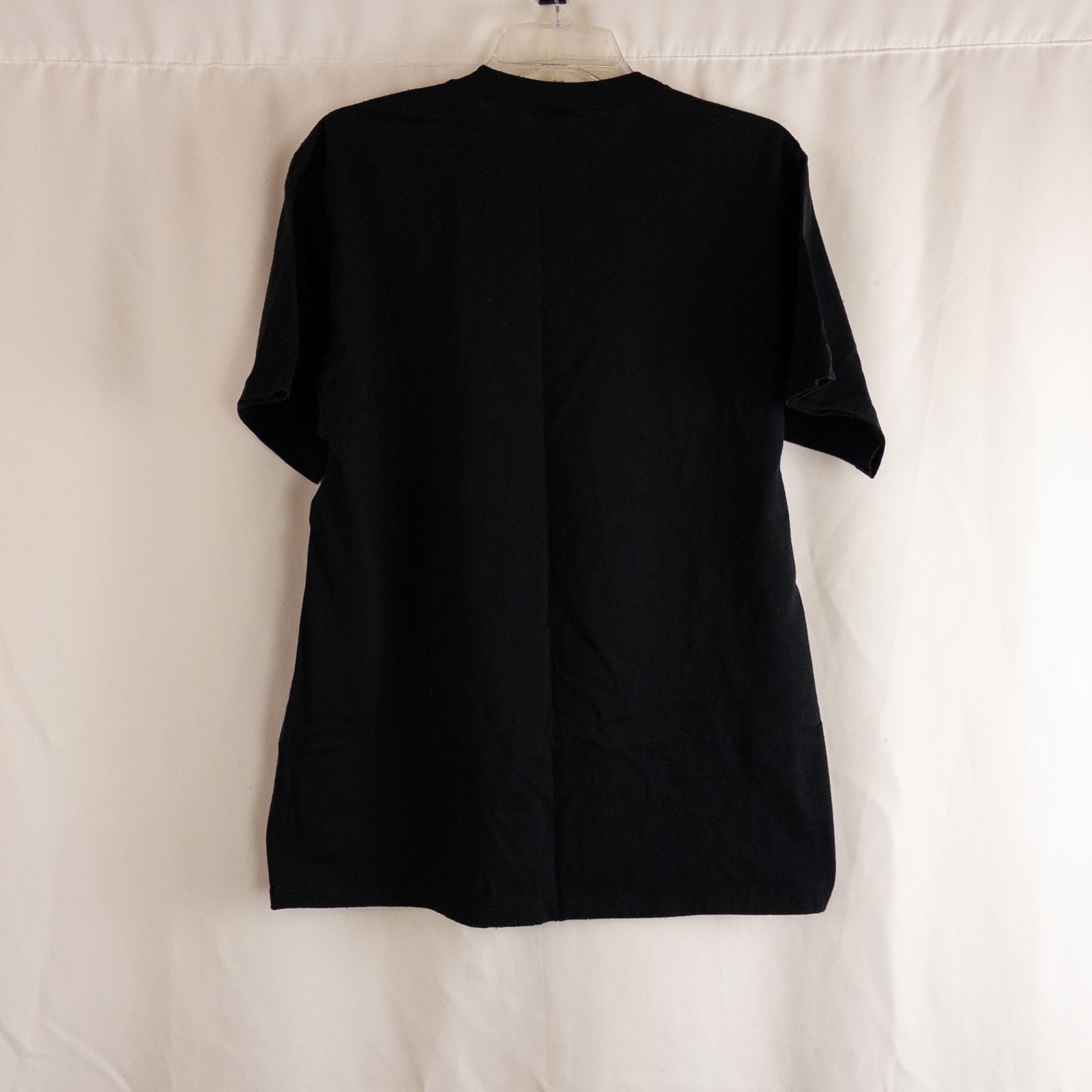 Jerzees vintage Rock 102 black graphic t-shirt mens size xlarge front and back views with close details and tag image 4