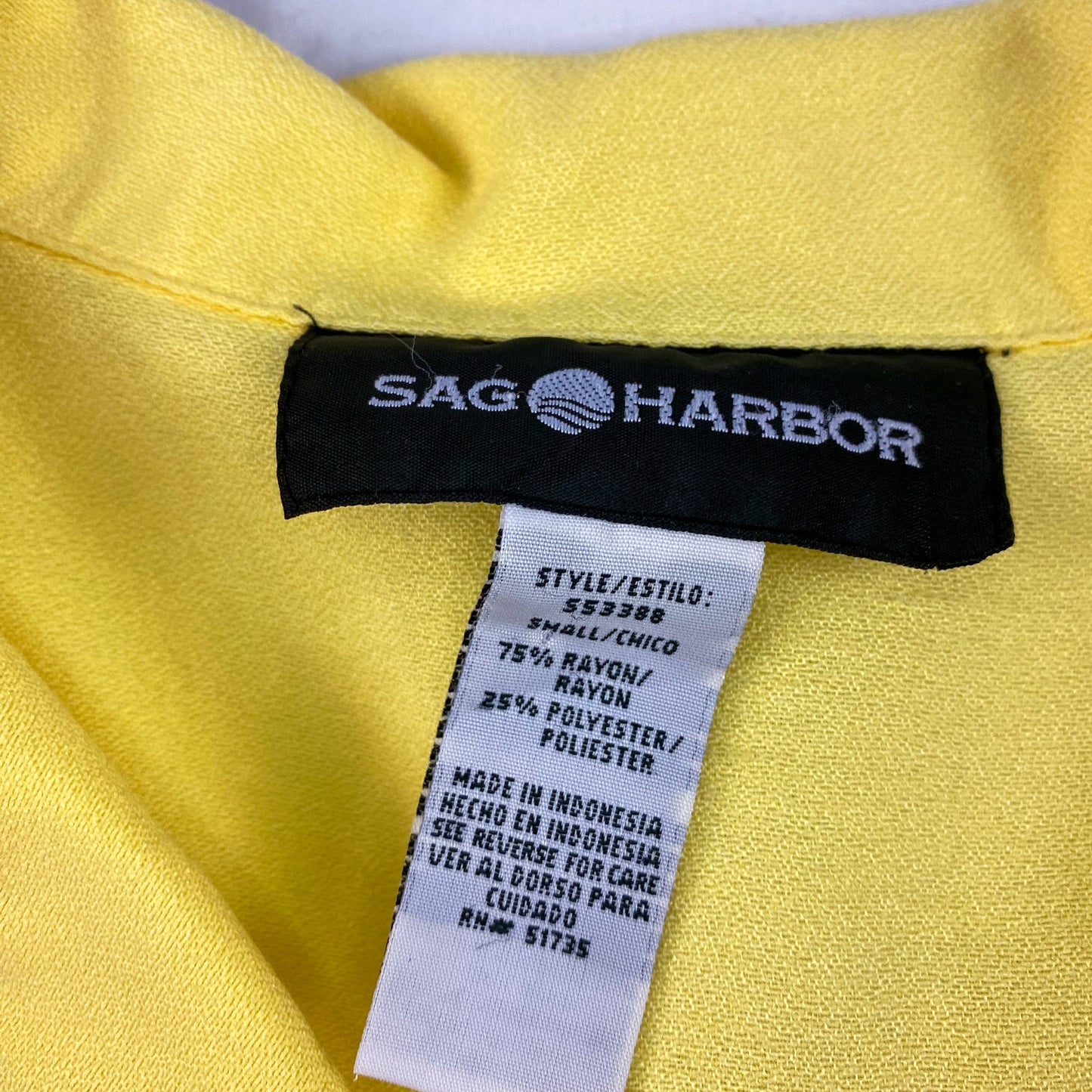 Sag Harbor Vintage Yellow Button Front Blouse Womens Small