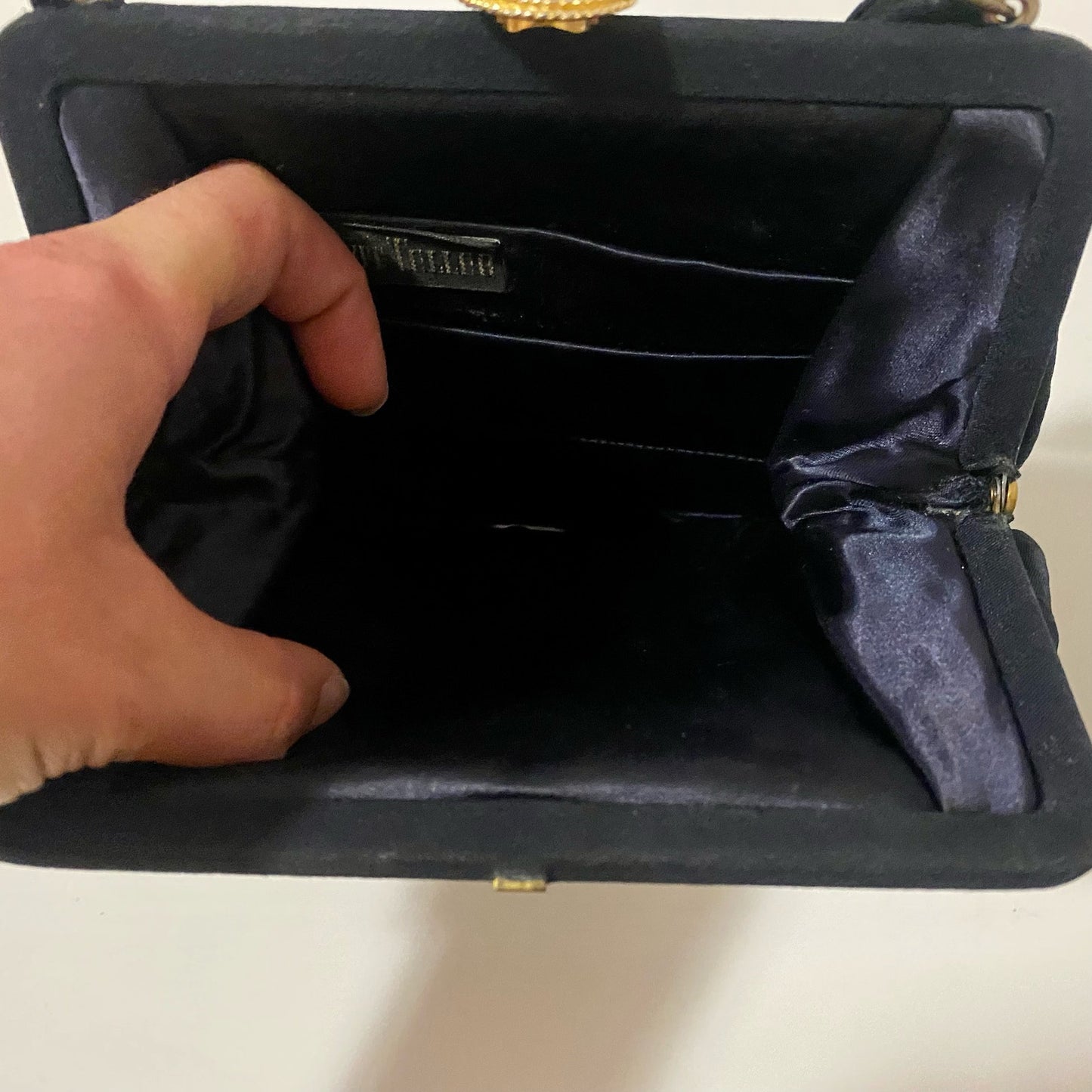 Bonwit Teller Magid Vintage Black Satin Evening Purse & Coin Bag