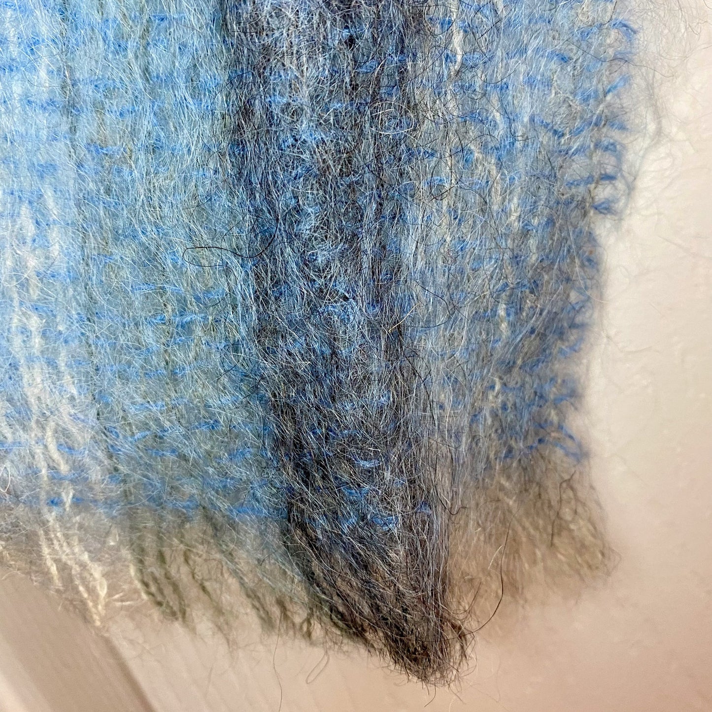 Samuel Tweed & Co Vintage Royal Scot Mohair Blue Knit Wool Scarf Unisex One Size