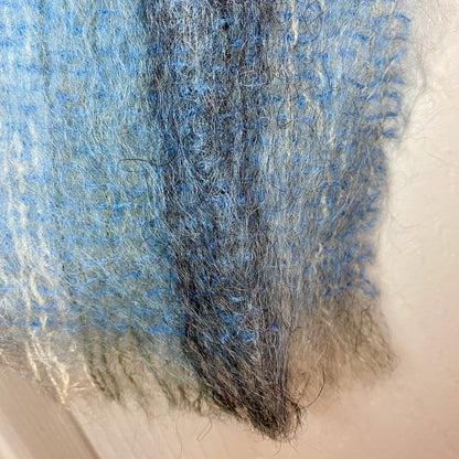 Samuel Tweed & Co Vintage Royal Scot Mohair Blue Knit Wool Scarf Unisex One Size