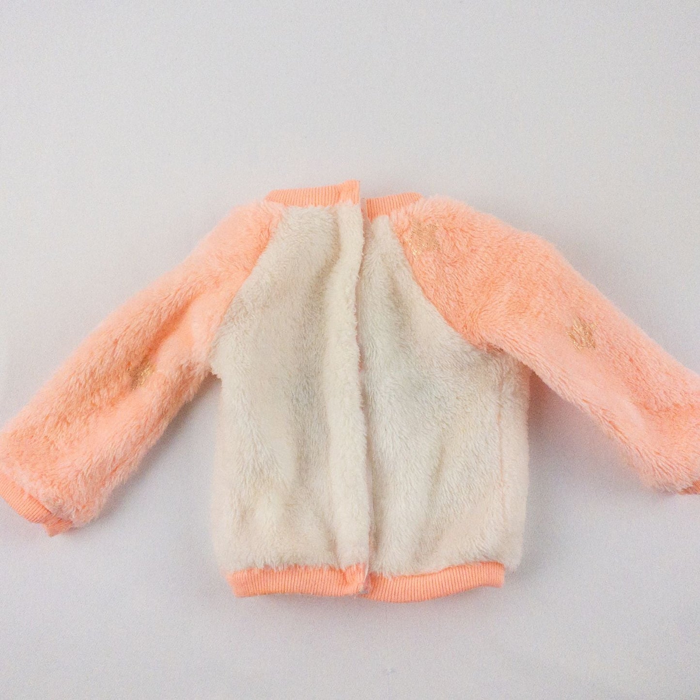 Members Mark pink and white fleece unicorn doll outfit including top with unicorn face and matching pink pants image 3
