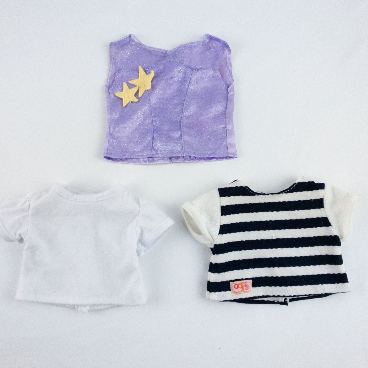 Lot of 13 Battat Our Generation doll clothing shoes and accessories in multiple colors including purple, red, gold, and blue image 9