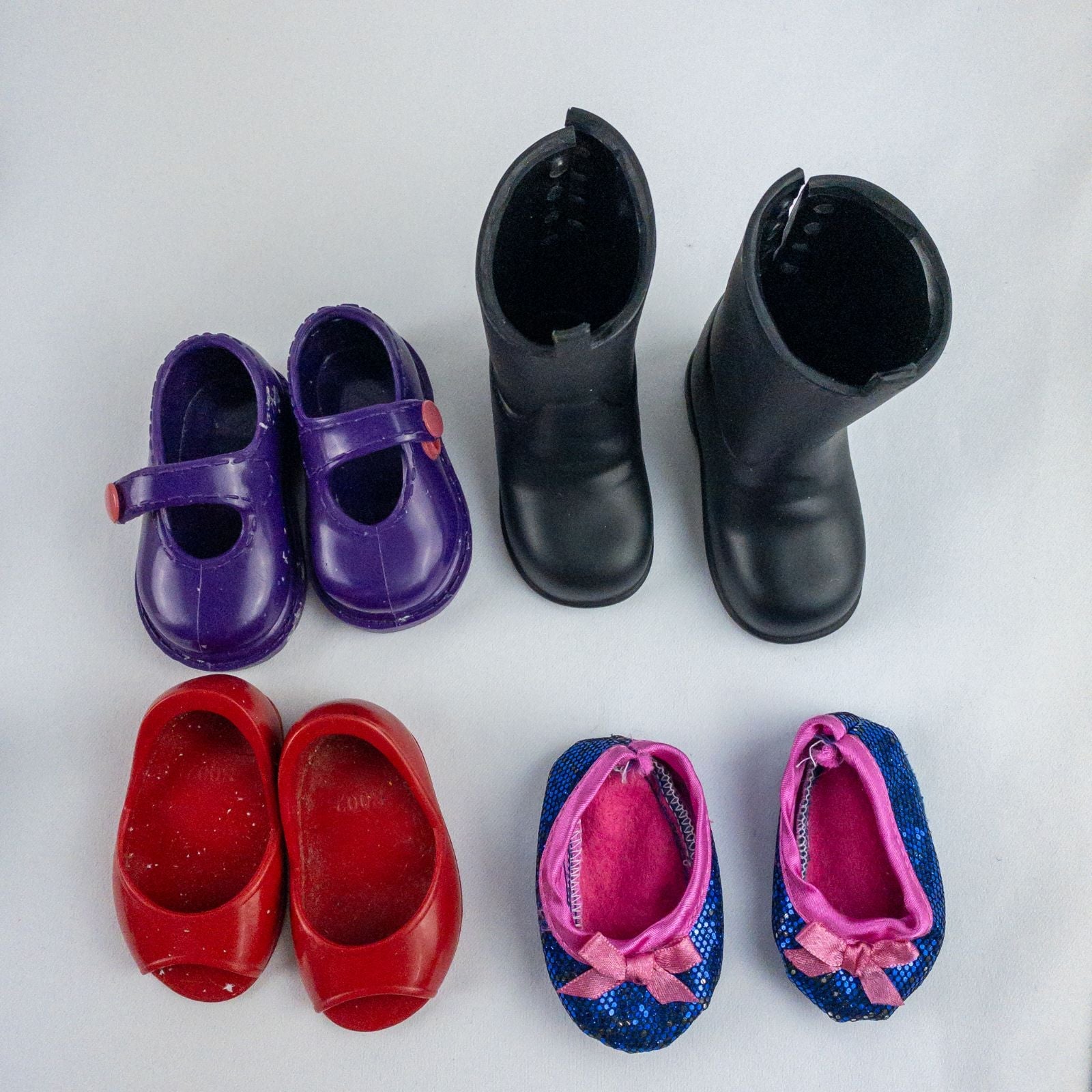 Lot of 13 Battat Our Generation doll clothing shoes and accessories in multiple colors including purple, red, gold, and blue image 2