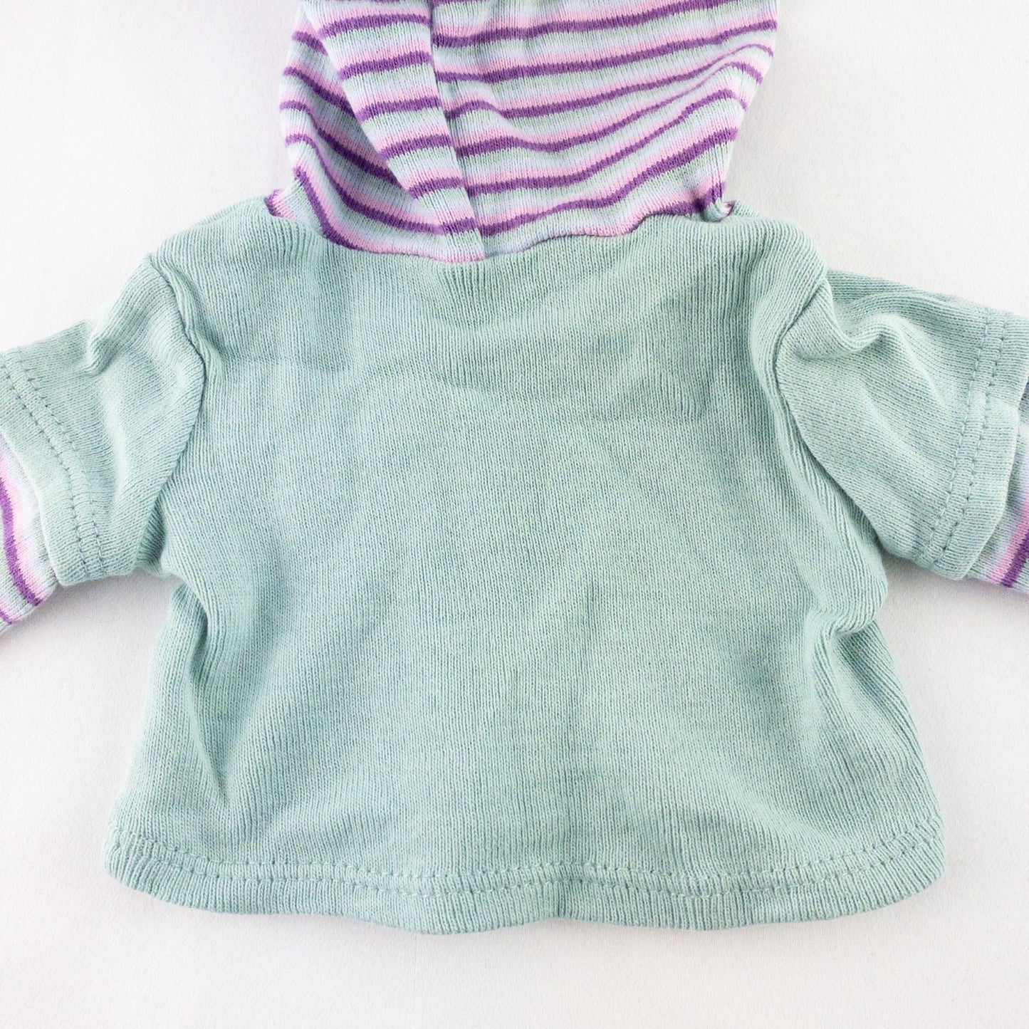 American Girl Adventure Outfit teal purple striped hoodie doll top front and back views with label and condition details image 6