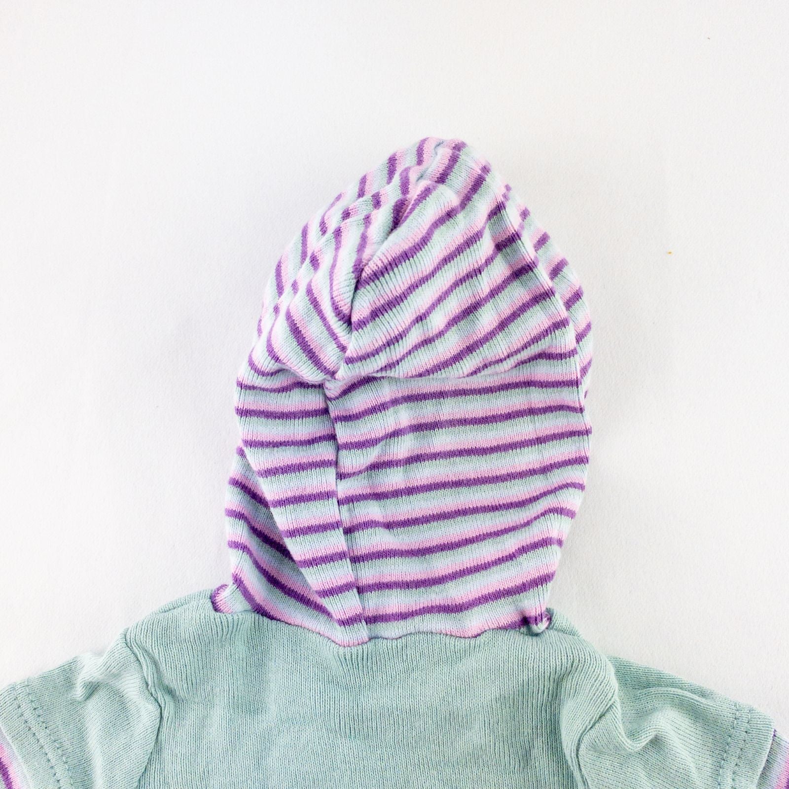 American Girl Adventure Outfit teal purple striped hoodie doll top front and back views with label and condition details image 5