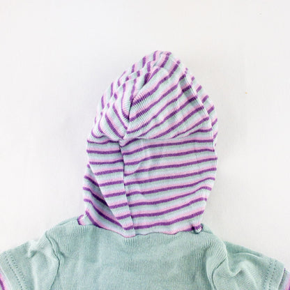American Girl Adventure Outfit teal purple striped hoodie doll top front and back views with label and condition details image 5