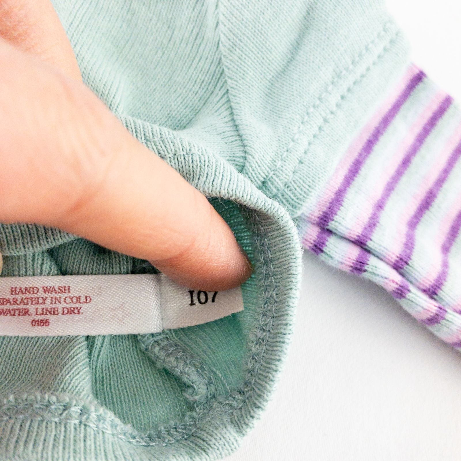 American Girl Adventure Outfit teal purple striped hoodie doll top front and back views with label and condition details image 8