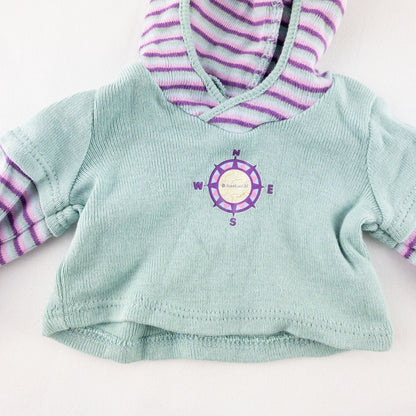 American Girl Adventure Outfit teal purple striped hoodie doll top front and back views with label and condition details image 2