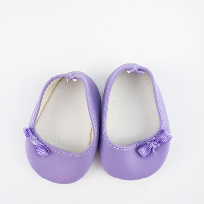 American Girl purple charmed top, matching pants, purple shoes, underwear, and charm necklace doll outfit laid flat image 8