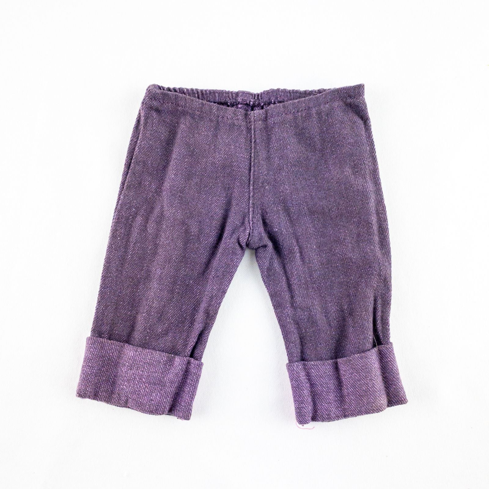 American Girl purple charmed top, matching pants, purple shoes, underwear, and charm necklace doll outfit laid flat image 6