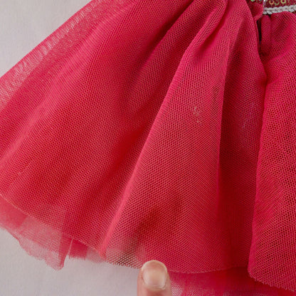American Girl pink ballet dress with sequin bodice and tulle skirt with matching slippers laid flat on white background showing front and back details image 7