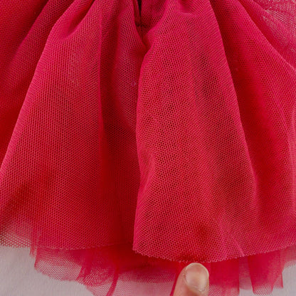 American Girl pink ballet dress with sequin bodice and tulle skirt with matching slippers laid flat on white background showing front and back details image 8
