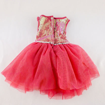 American Girl pink ballet dress with sequin bodice and tulle skirt with matching slippers laid flat on white background showing front and back details image 6